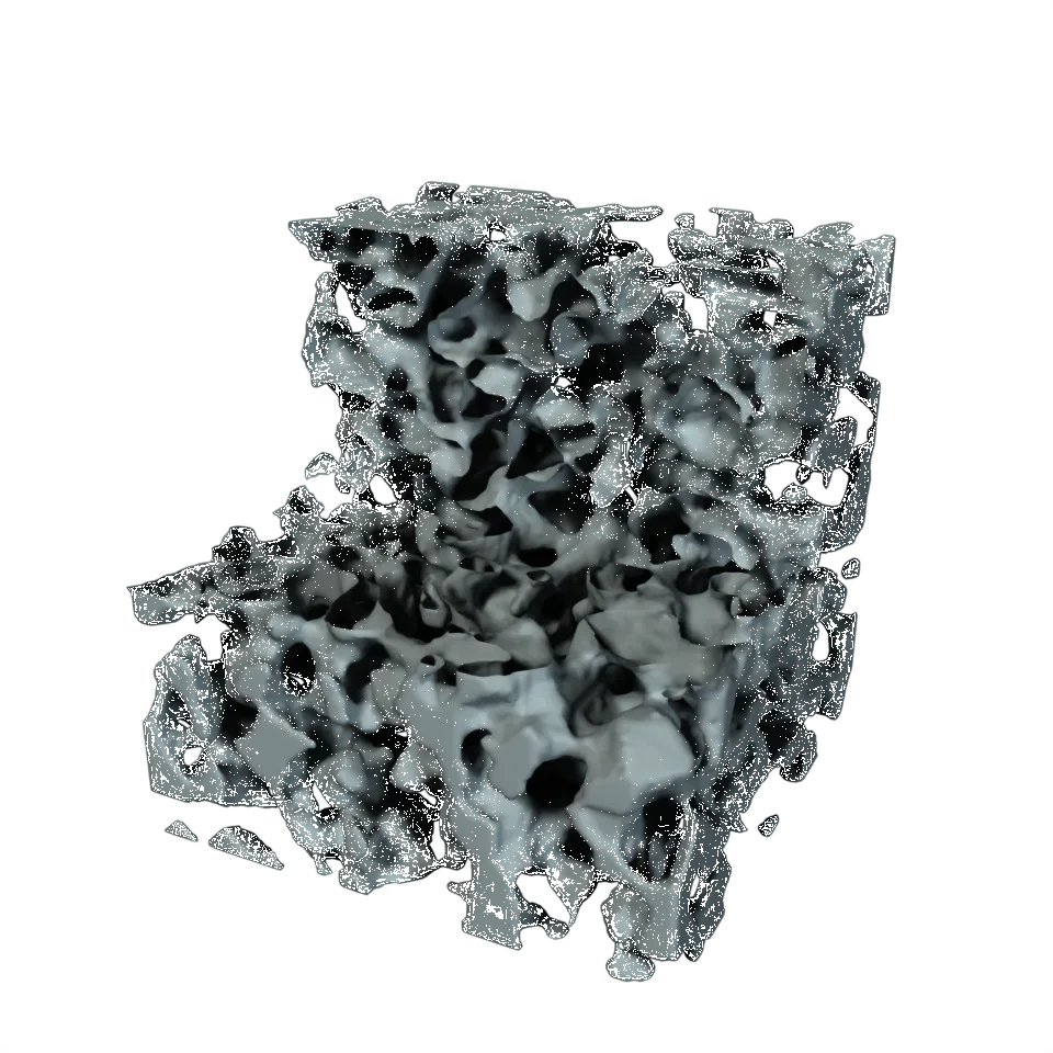 Computed example of 3D Visualization on a synthetic porous material