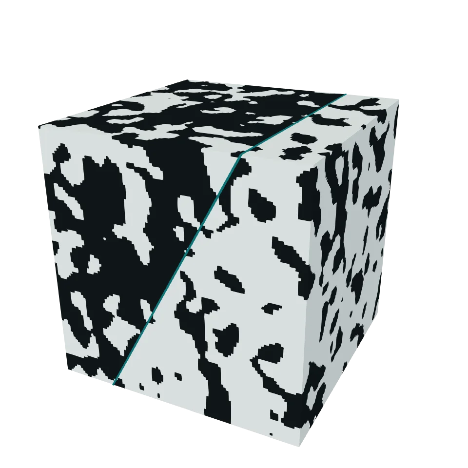 Computed example of Adjust Values on a synthetic porous material