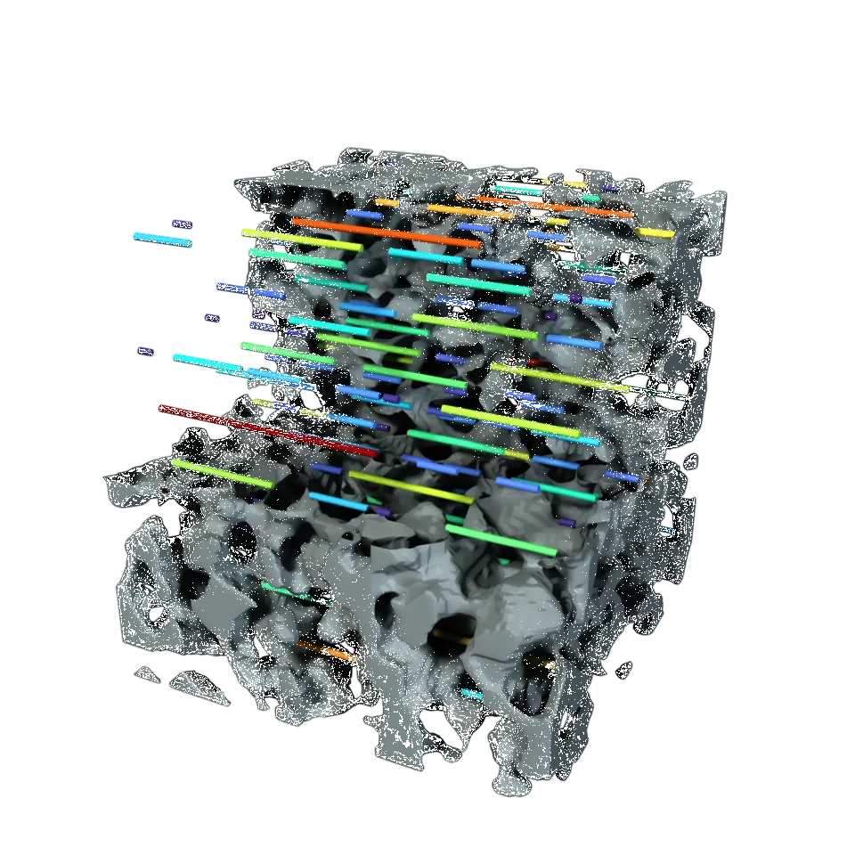 Computed example of Chord Length on a synthetic porous material