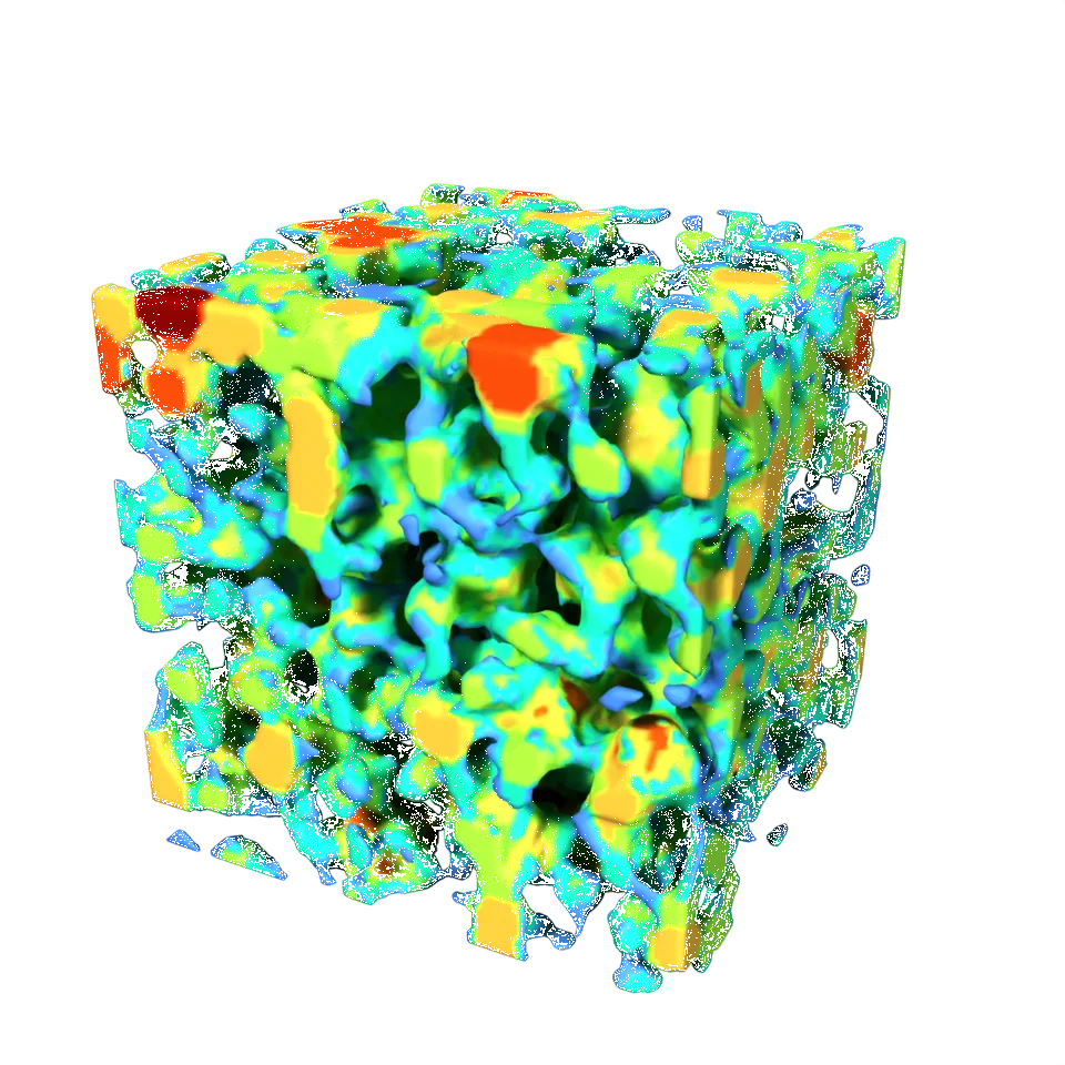 Computed example of Grain Size on a synthetic porous material