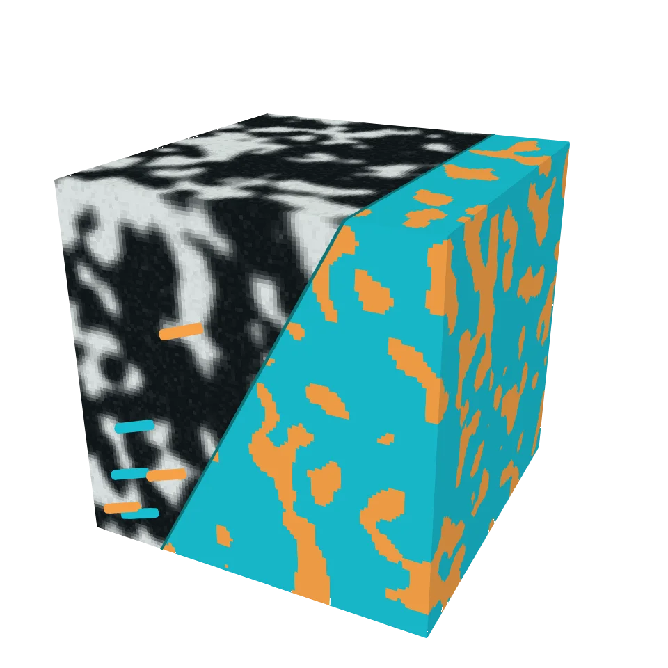 Computed example of Interactive Segmentation on a synthetic porous material