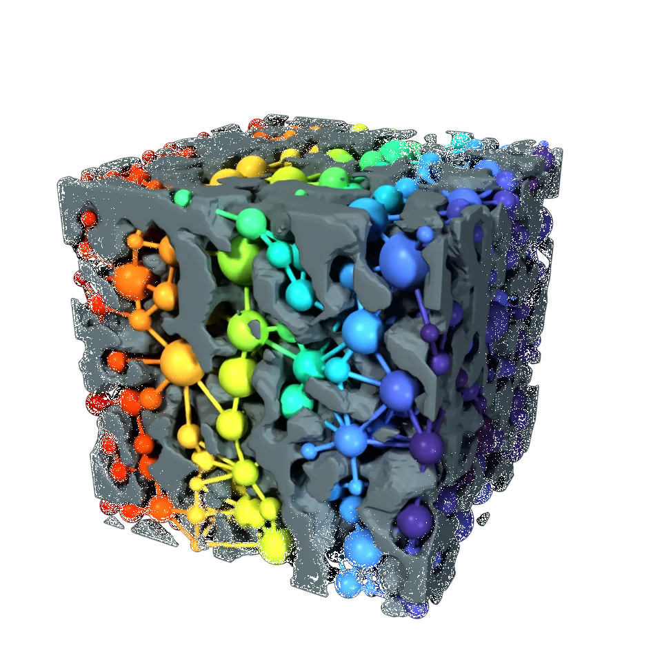 Computed example of Network Validation on a synthetic porous material
