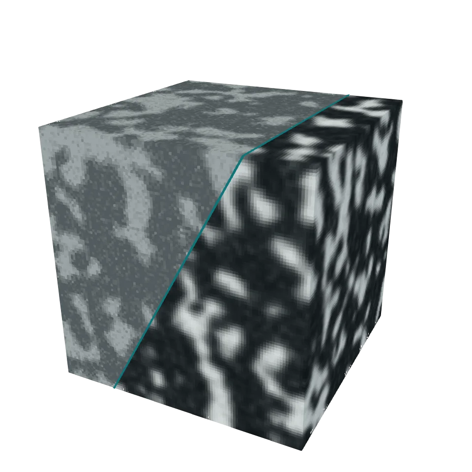 Computed example of Noise Removal on a synthetic porous material