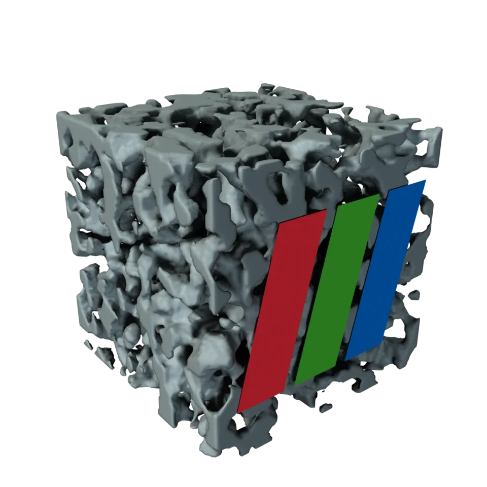 Computed example of Paraview Server on a synthetic porous material