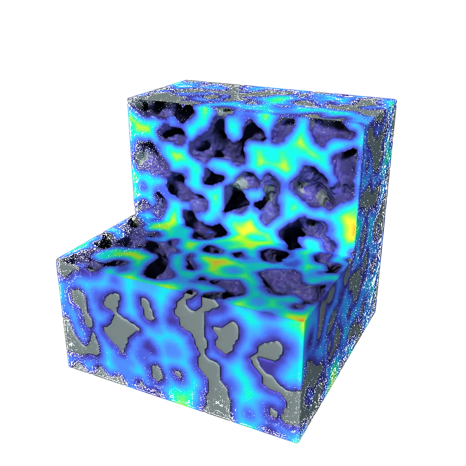 Computed example of Radial Density on a synthetic porous material
