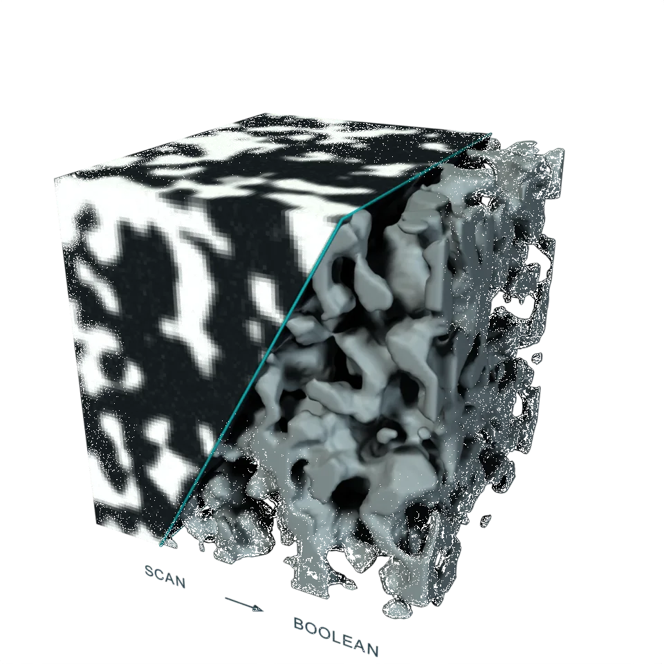 Computed example of Basic Thresholding on a synthetic porous material